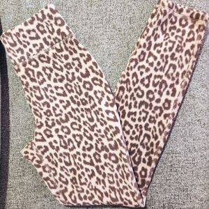Joe Fresh Fleece Leggings Leopard / Cheetah Print Womens Small